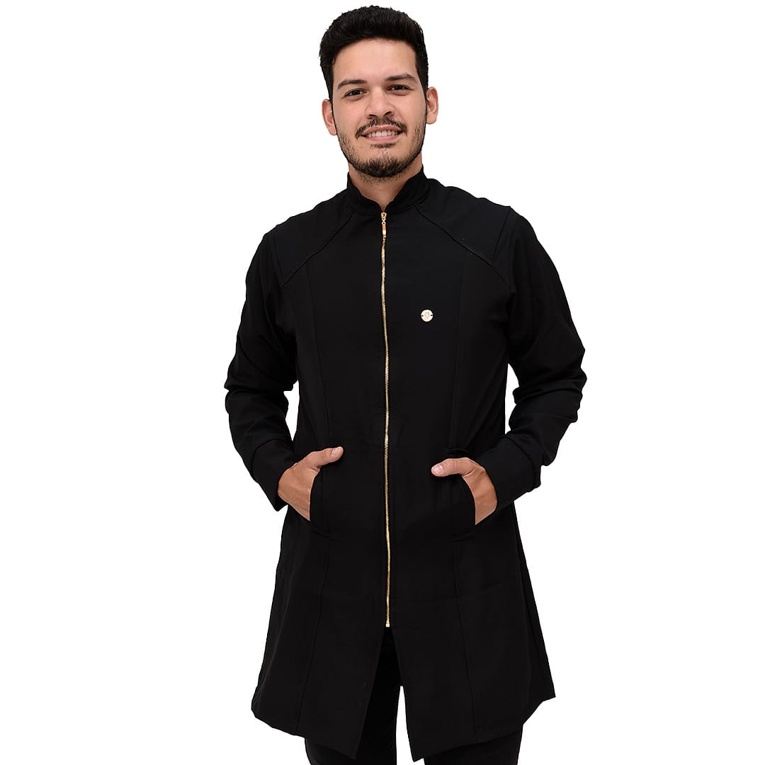 Jaleco Slim Recortes Masculino - Jaleca - Preto, PP