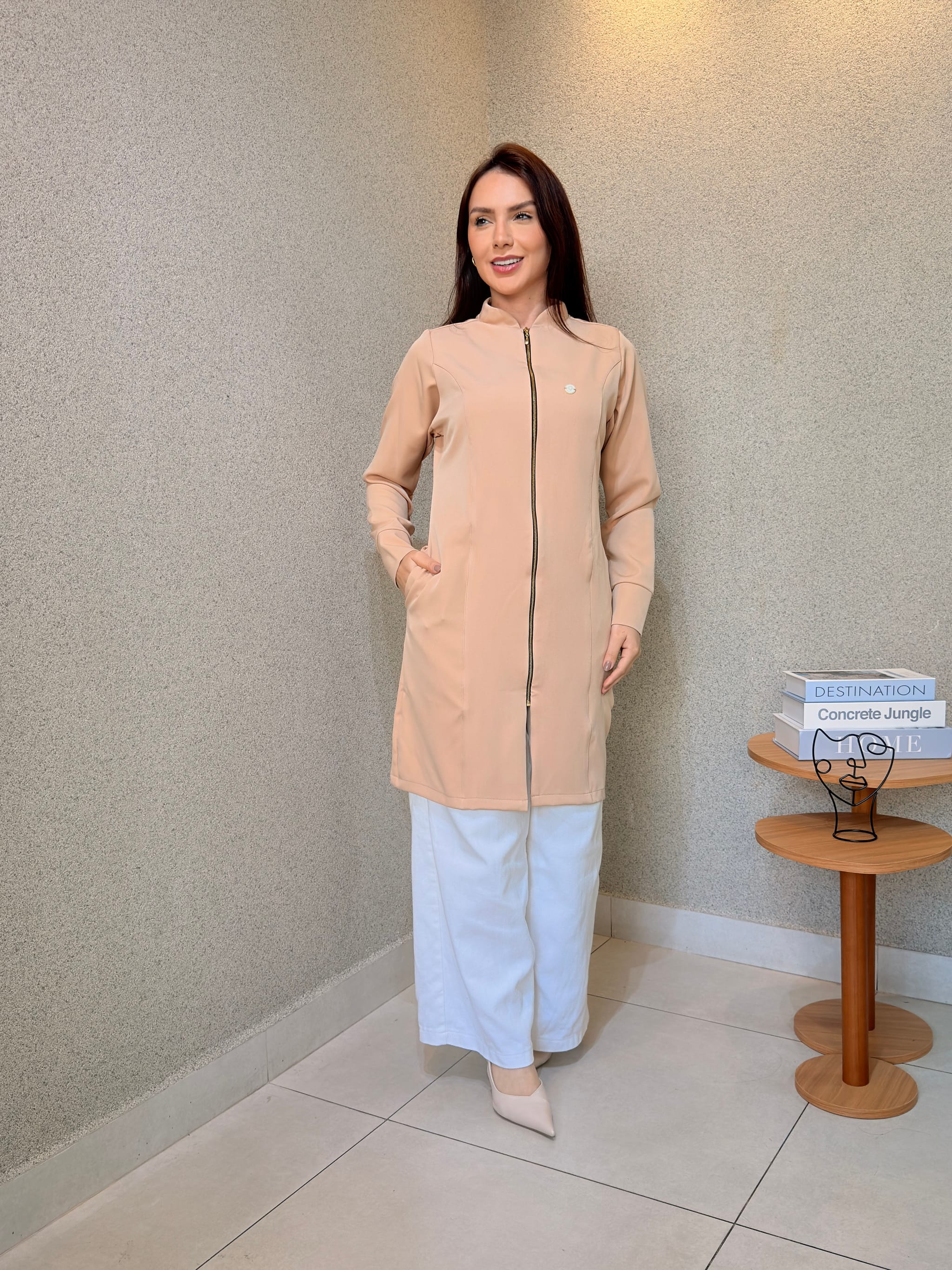 Jaleco Slim Duquesa Feminino - Jaleca - Areia, GG