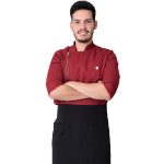 Conjunto Dólmã Cozinheiro Masculino de Zíper e Avental Saia Slim - Jaleca